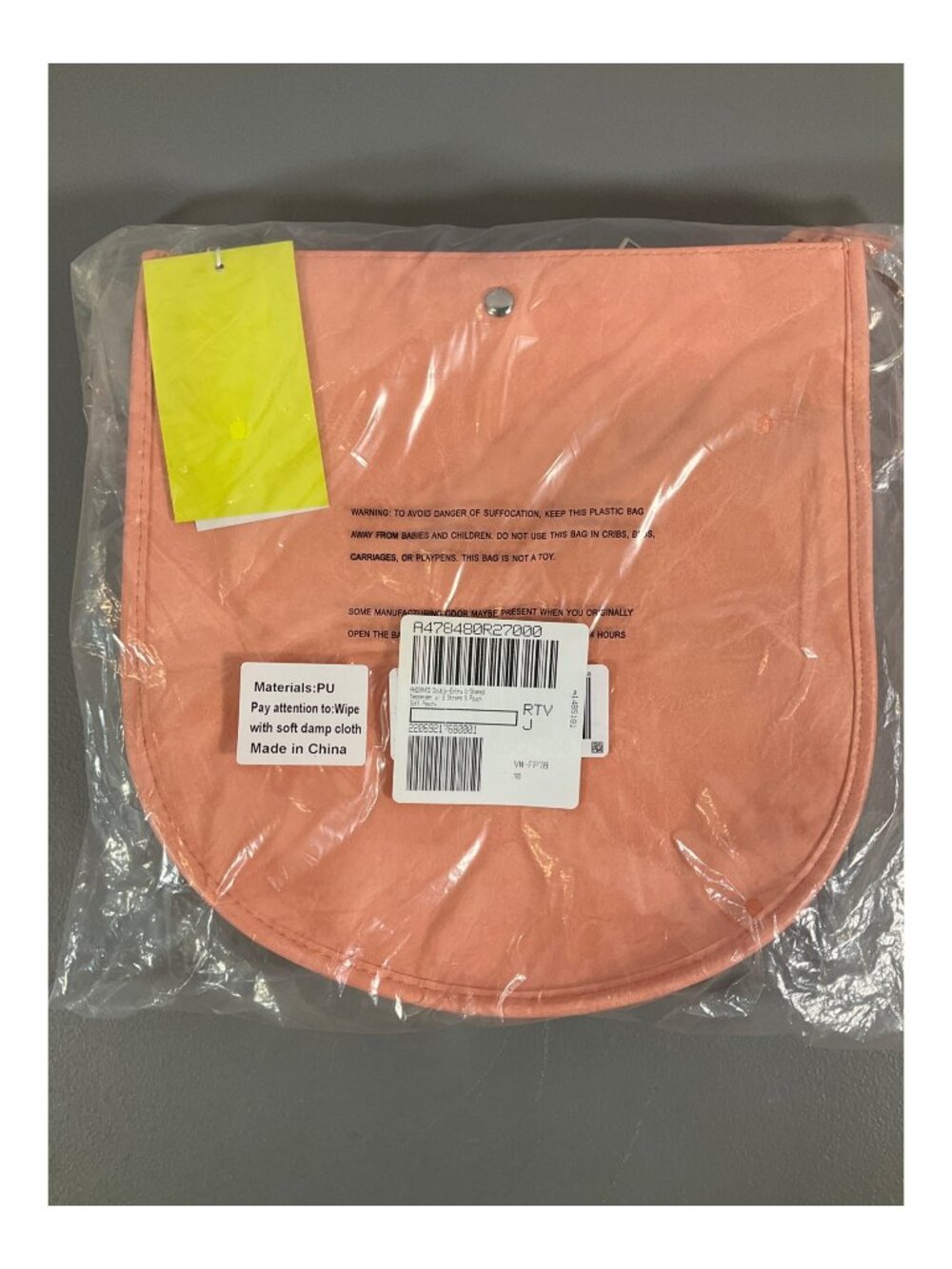 ahdorned U-Shaped Leather Messenger Bag, Double-Entry, Soft Peach with 2 Adjusta